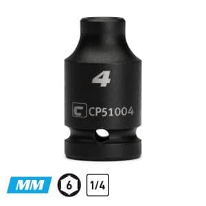 1/4" Shallow Impact Sockets, 6-Point, Metric
