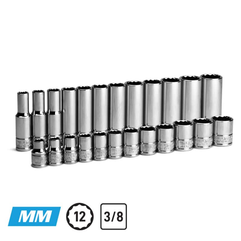 3/8 in. Drive 12-Point Shallow and Deep Socket Set