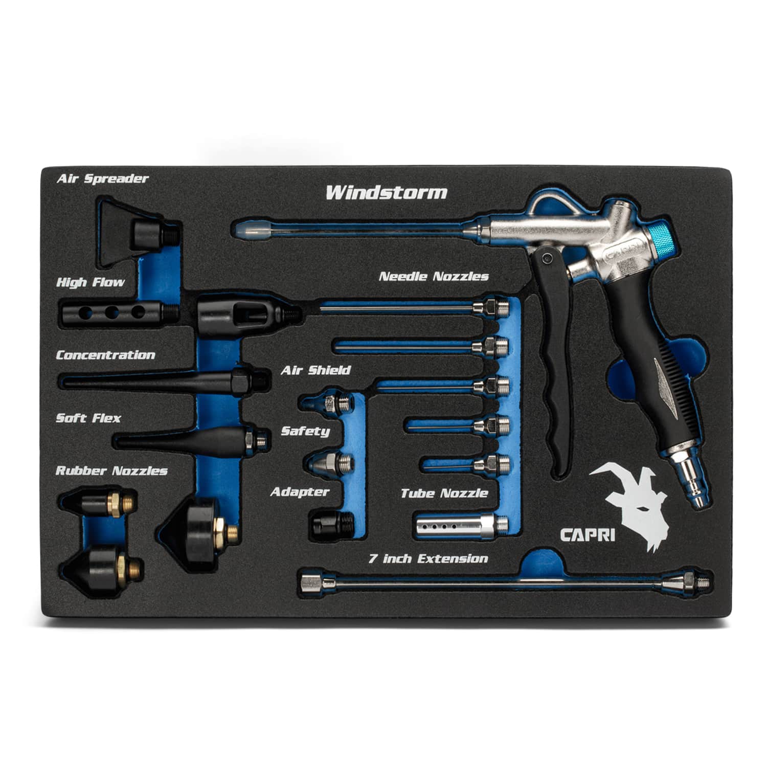Capri Tools 2-Way Air Blow Gun with Adjustable Air Flow and Extended Nozzle Capri Tools 2-Way Air Blow Gun with Adjustable Air Flow and Extended Nozzle