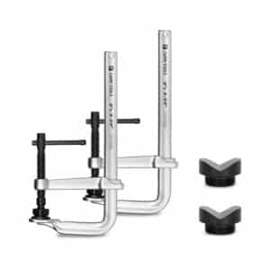 Heavy Duty Sliding Bar Clamps with V-Clamps for Round and Angled Objects, 2-Piece Set