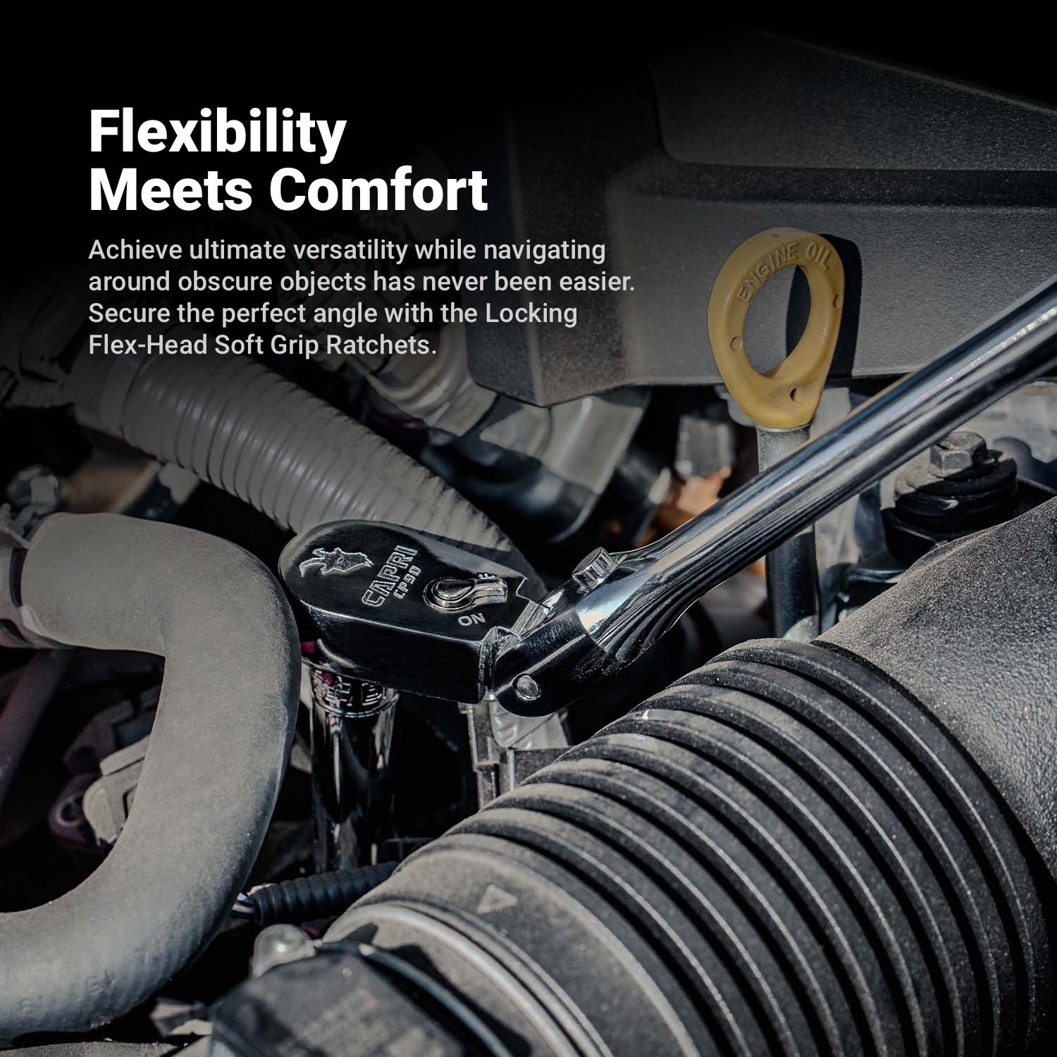 90-Tooth Extra Long Locking Flex-Head Soft Grip Ratchets Set