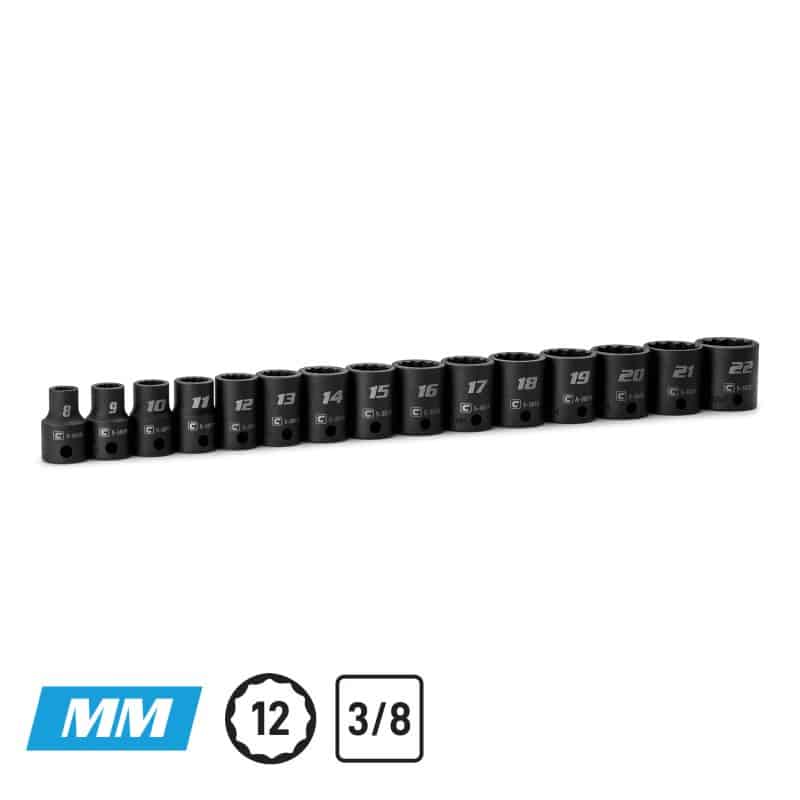 Capri Tools 12 Point Shallow Impact Sockets, Metric