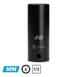 1/2" Drive Deep Impact Socket, 6-Point, Metric