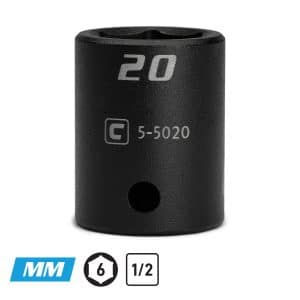 1/2" Drive Shallow Impact Sockets, 6-Point, Metric