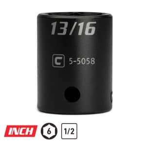 1/2" Drive Shallow Impact Sockets, 6-Point, SAE