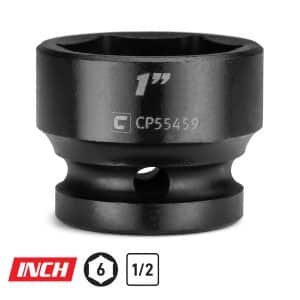 1/2" Drive Stubby Impact Sockets, 6-Point, SAE
