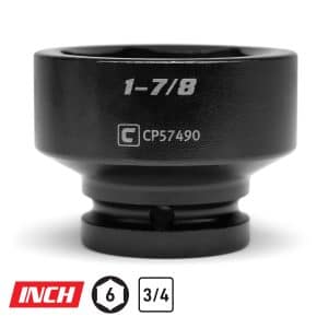 3/4" Drive Stubby Impact Sockets, 6-Point, SAE