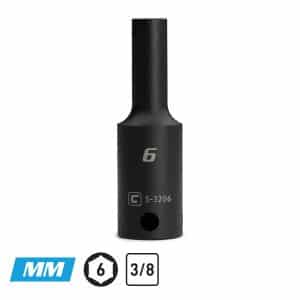3/8" Drive Deep Impact Sockets, 6-Point, Metric