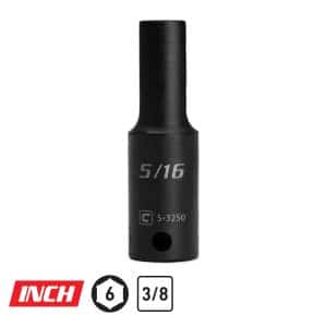 3/8" Drive Deep Impact Sockets, 6-Point, SAE