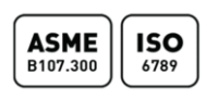 Tested and calibrated in accordance with ASME B107:300 & ISO 6879 standards. A calibration Certificate of Conformance is included.